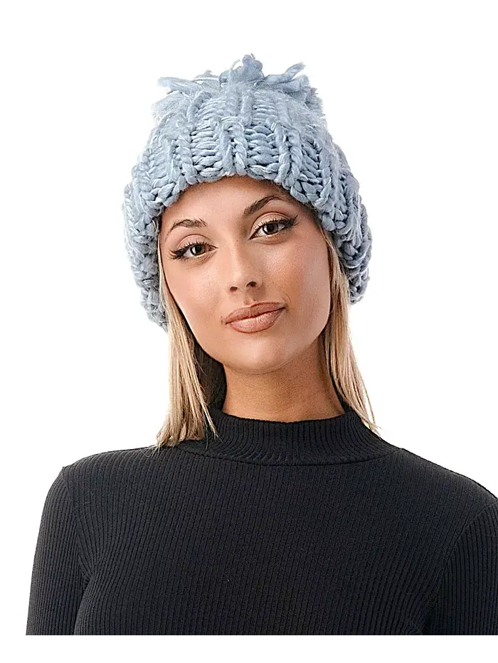 Женская объемная вязаная шапка с помпоном и манжетом Luxe Chunky Knit Pom Cuffed Beanie Marcus Adler — изображение 1 из 1
