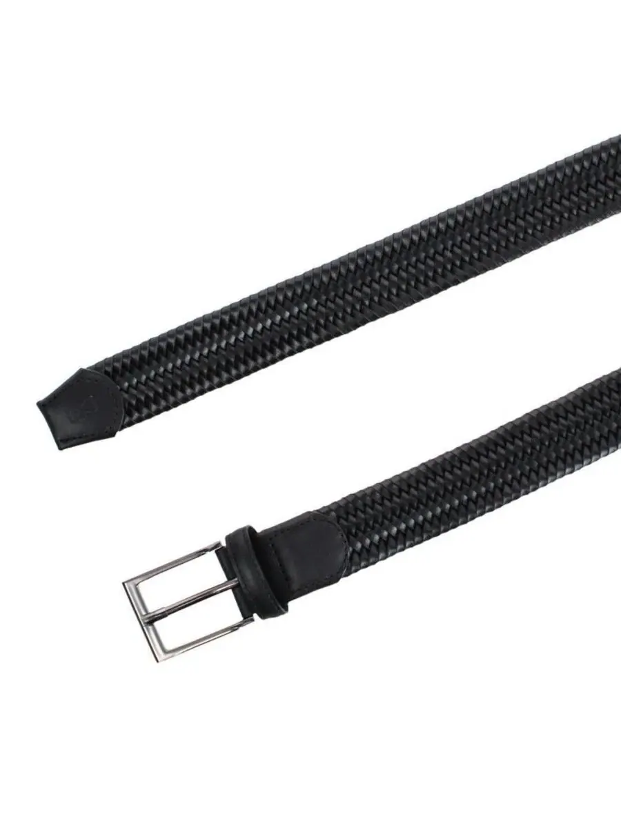 Ремень кожаный плетеный с пряжкой Andres Classic Leather Stretch TRAFALGAR — изображение 2 из 3, черный