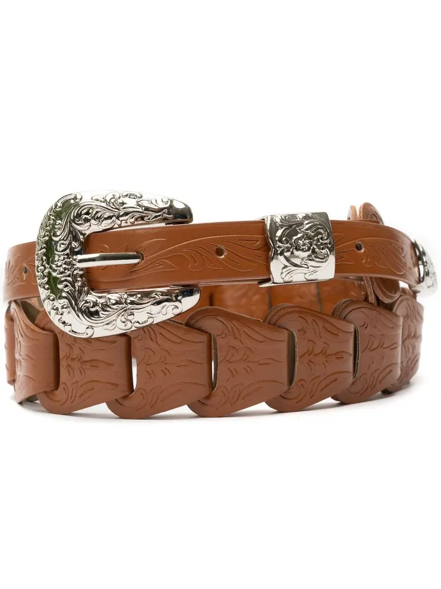 Ремень с тиснением, с пряжкой Vince Camuto — изображение 1 из 4, коричневый