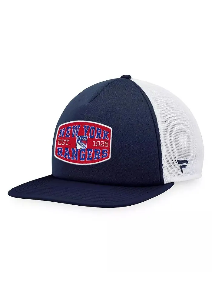 Мужская темно-синяя, белая бейсболка с нашивкой New York Rangers Foam спереди Trucker Snapback — изображение 1 из 4