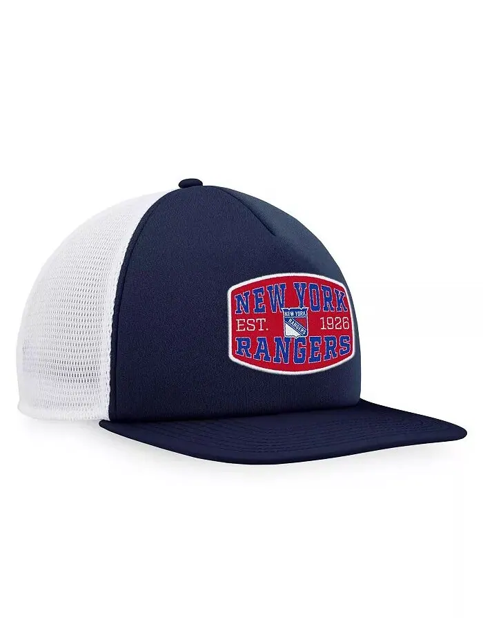 Мужская темно-синяя, белая бейсболка с нашивкой New York Rangers Foam спереди Trucker Snapback — изображение 3 из 4