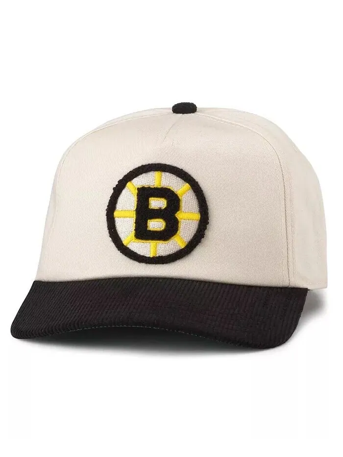 Мужская кремовая черная регулируемая кепка Boston Bruins Burnett American Needle — изображение 1 из 2, белый черный