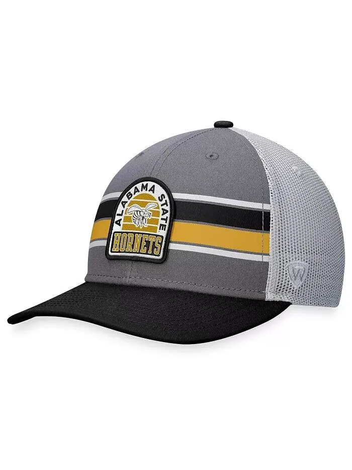 Мужская черная, серая кепка Alabama State Hornets Aurora Trucker Adjustable Top of the World — изображение 1 из 3