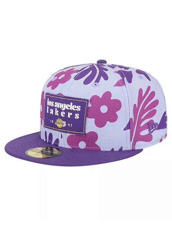 Мужская фиолетовая приталенная шляпа Los Angeles Lakers Palm Fronds 2-Tone 59FIFTY New Era