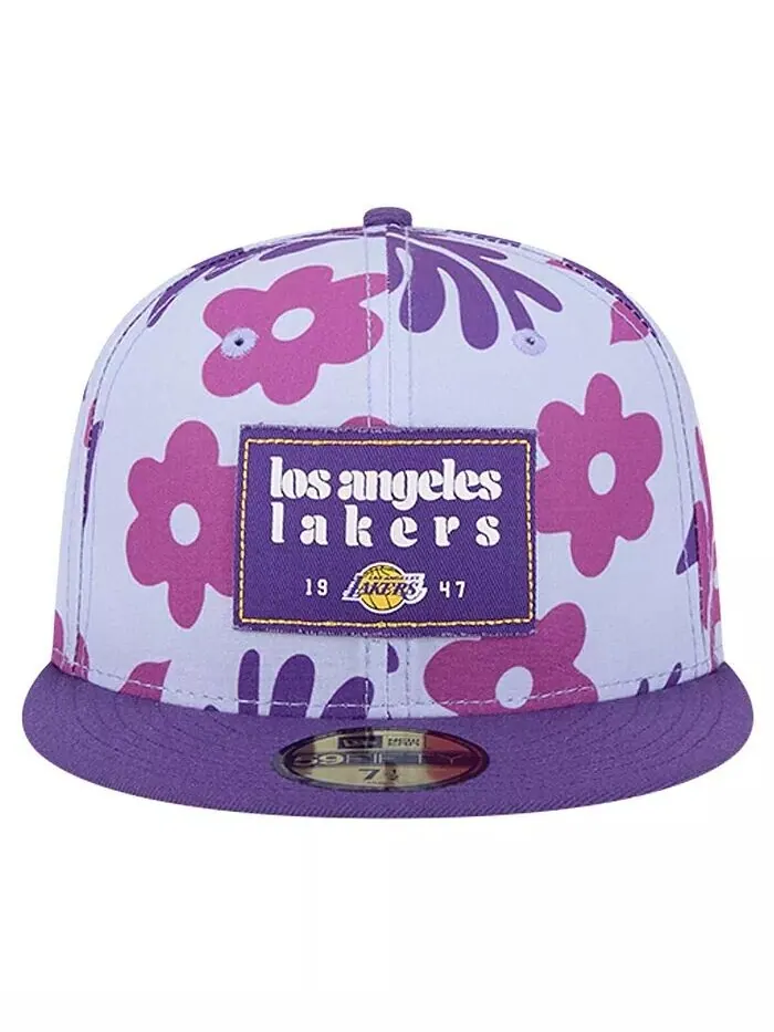 Мужская фиолетовая приталенная шляпа Los Angeles Lakers Palm Fronds 2-Tone 59FIFTY New Era — изображение 4 из 4, фиолетовый