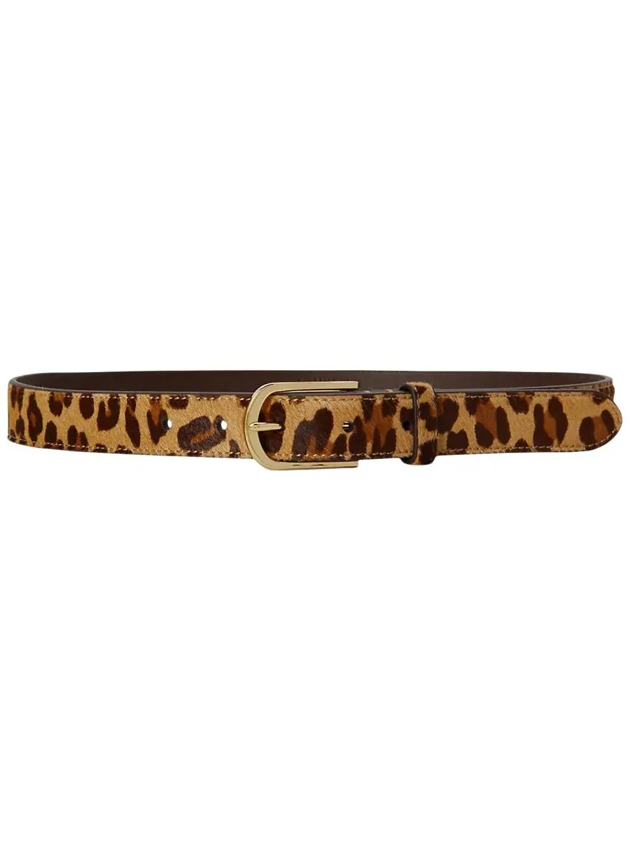 Ремень с принтом Leopard Print Leather Skinny Belt Lauren Ralph Lauren — изображение 1 из 3, коричневый