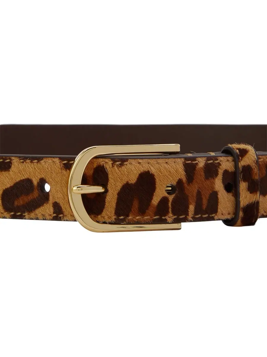 Ремень с принтом Leopard Print Leather Skinny Belt Lauren Ralph Lauren — изображение 2 из 3, коричневый