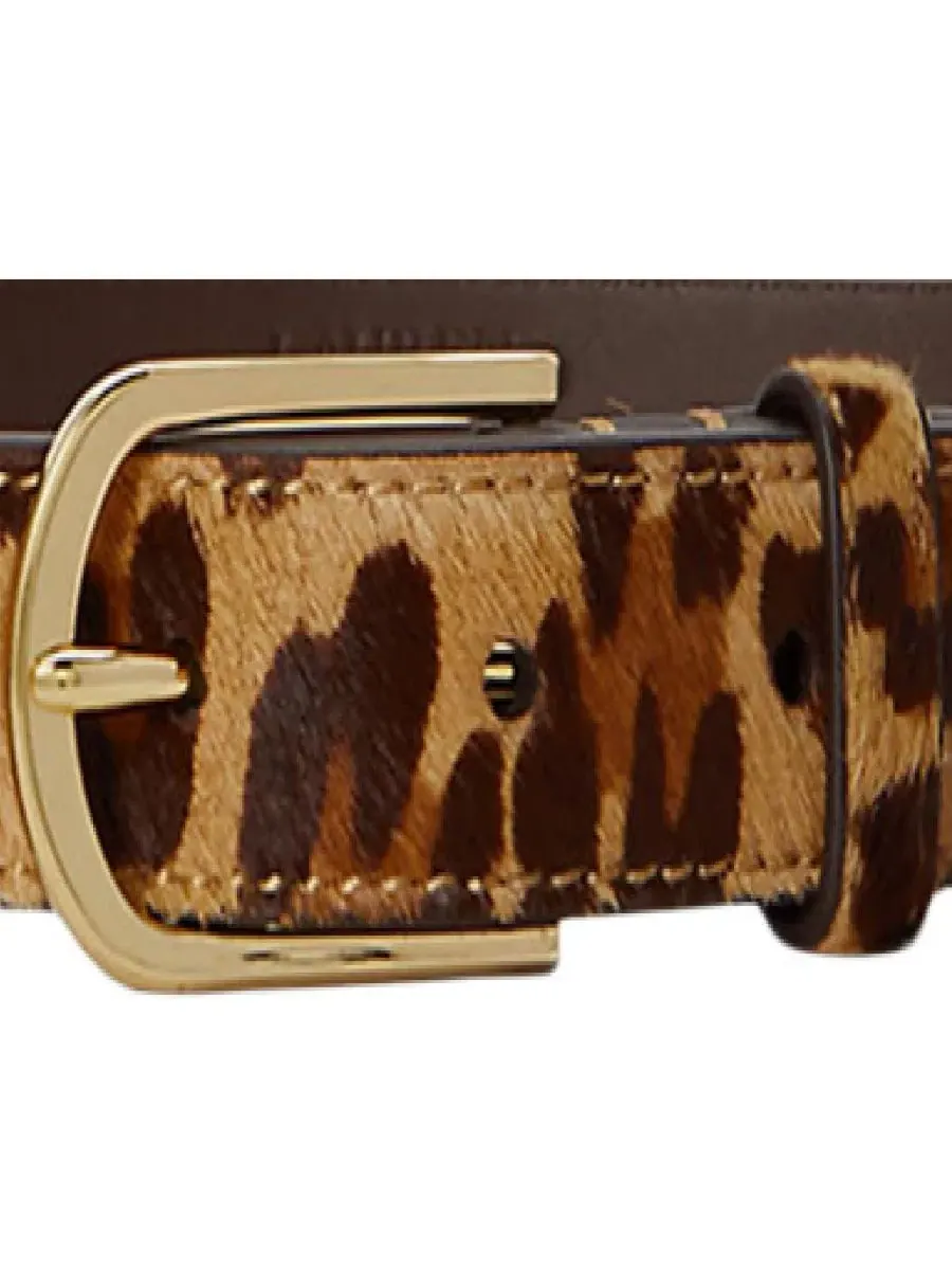 Ремень с принтом Leopard Print Leather Skinny Belt Lauren Ralph Lauren — изображение 3 из 3, коричневый