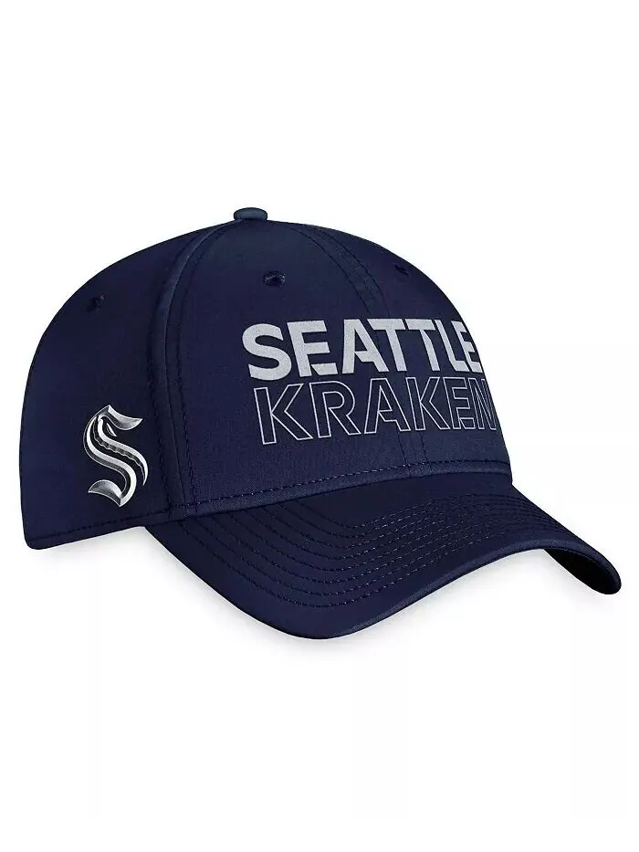Мужская темно-синяя шапка Seattle Kraken Authentic Pro Road Flex Fanatics — изображение 1 из 4