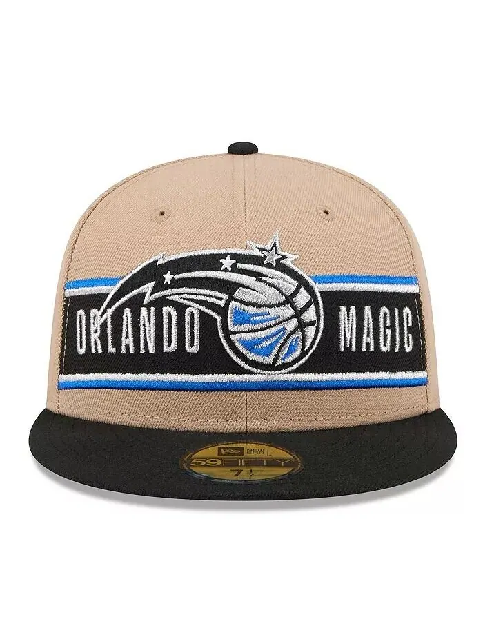 Мужская коричнево-черная кепка Orlando Magic NBA Draft 59FIFTY 2024 New Era — изображение 3 из 4, бежевый черный