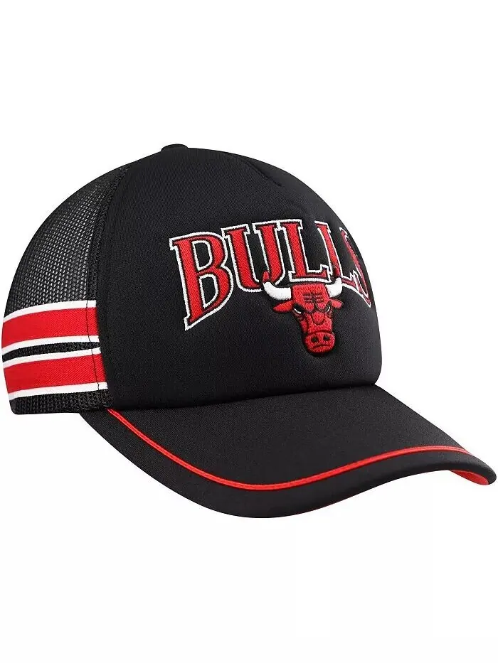 Мужская черная регулируемая кепка Chicago Bulls с полосками Sidebrand Trucker '47 Brand — изображение 3 из 4, черный