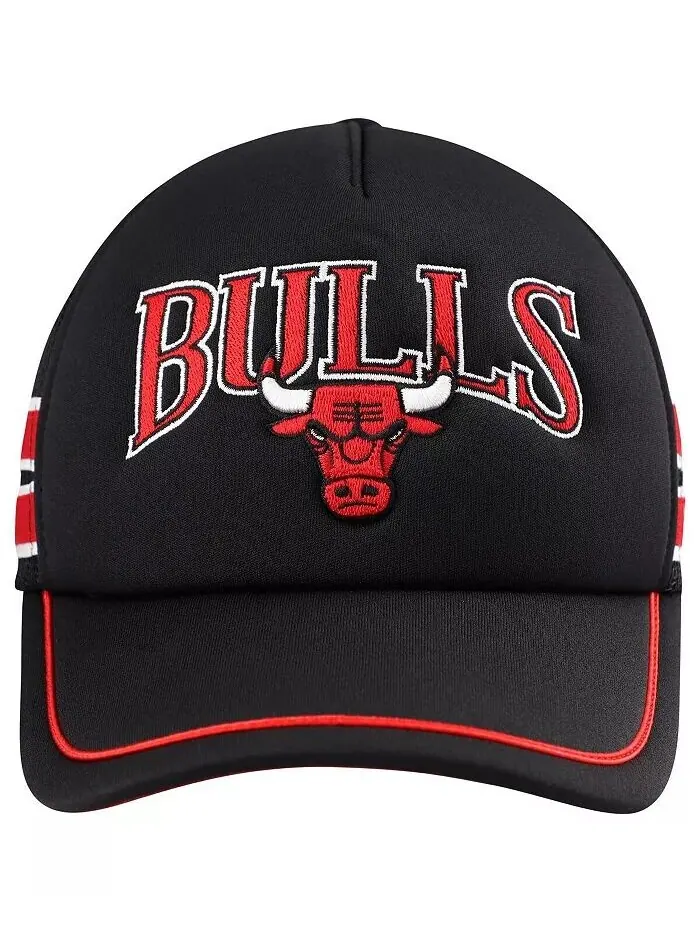 Мужская черная регулируемая кепка Chicago Bulls с полосками Sidebrand Trucker '47 Brand — изображение 4 из 4, черный