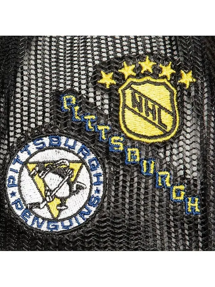 Мужская черная кепка Pittsburgh Penguins Times Up Classic Script Cord Trucker Adjustable Mitchell & — изображение 2 из 4
