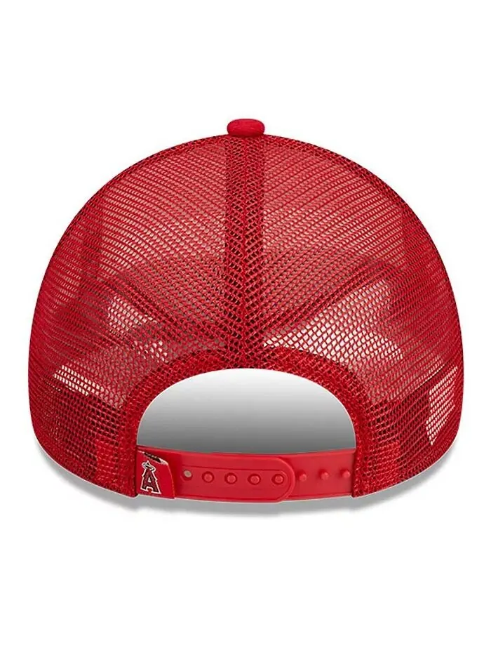 Мужская бело-красная регулируемая кепка Los Angeles Angels Stacked A-Frame Trucker 9FORTY New Era — изображение 3 из 4