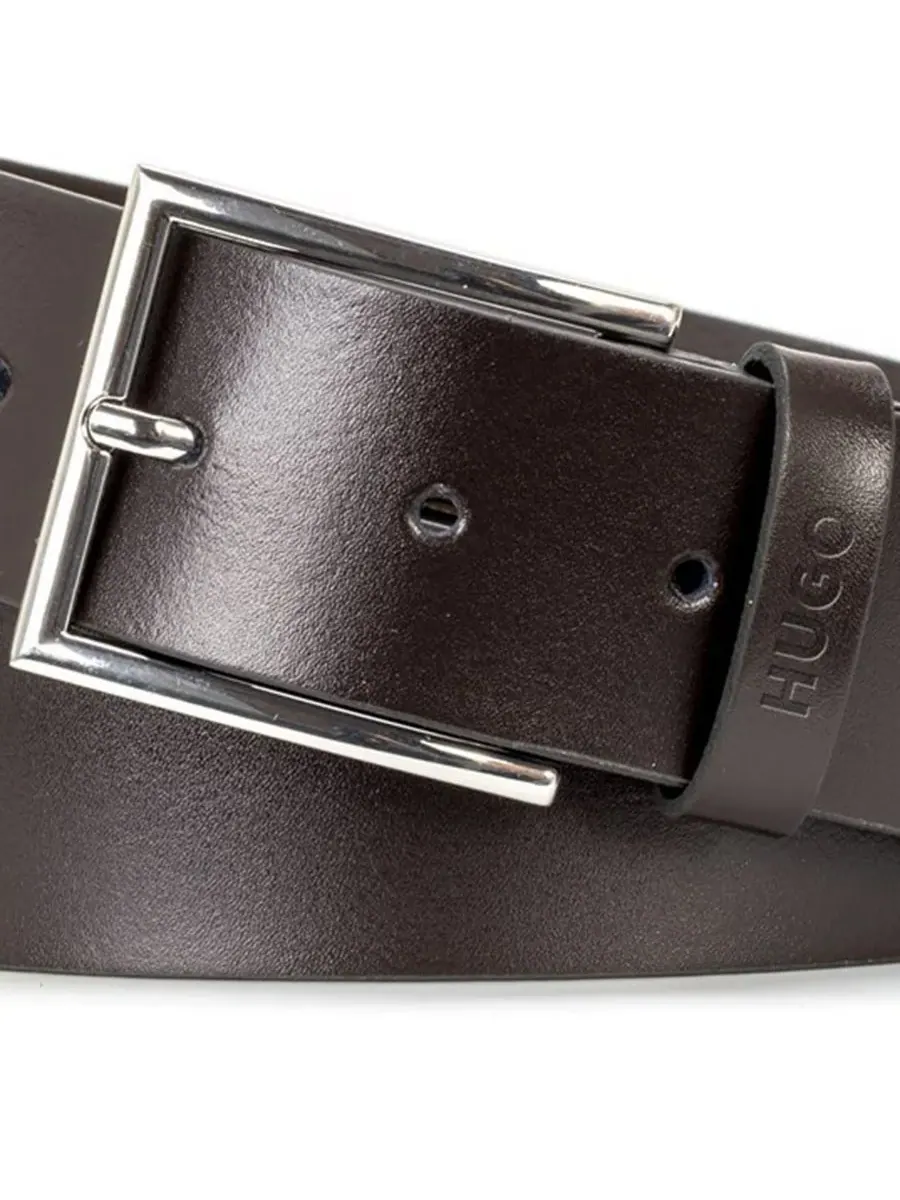 Мужской кожаный ремень с зернистой текстурой Hugo Boss — изображение 2 из 3, коричневый