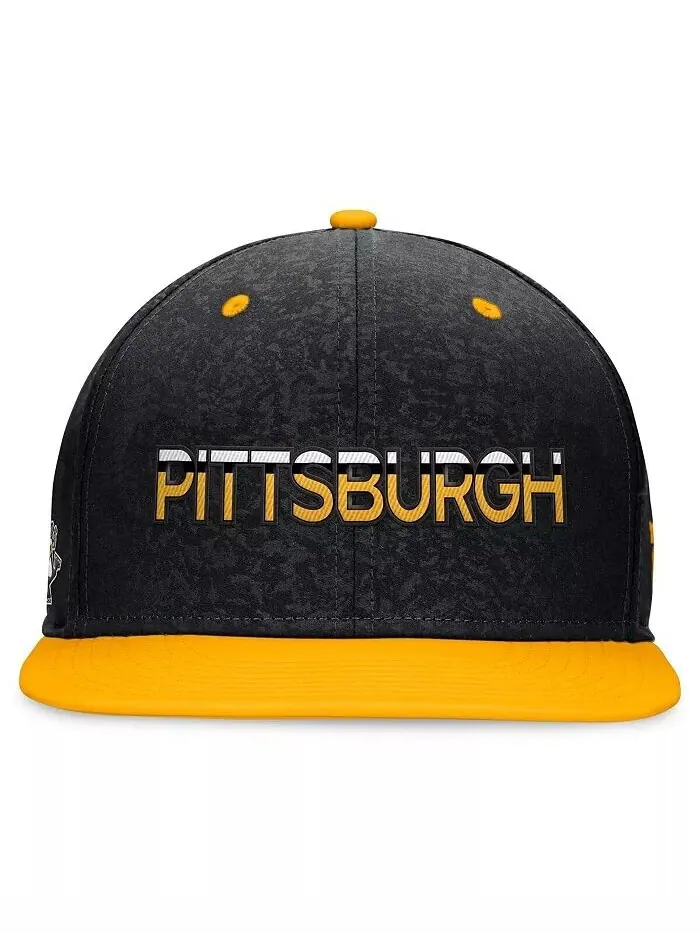 Мужская черно-золотая кепка Snapback из джерси Pittsburgh Penguins Authentic Pro Alternate Fanatics — изображение 2 из 4