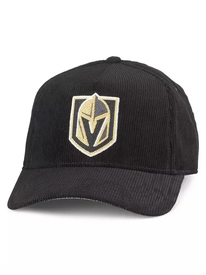 Мужская черная вельветовая шапка Vegas Golden Knights с цепочным швом и регулируемой застежкой — изображение 1 из 2