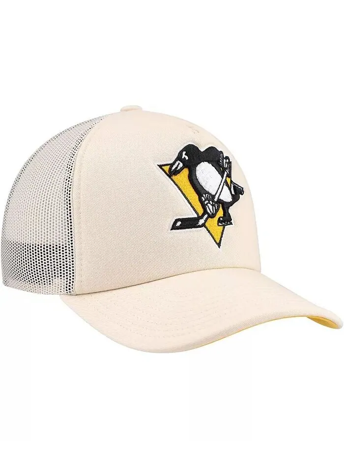 Мужская кремовая регулируемая шапка Pittsburgh Penguins из пенопласта спереди Trucker Mitchell & — изображение 4 из 4