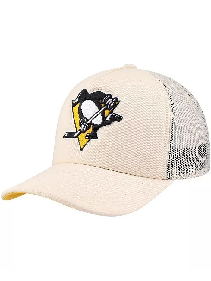 Мужская кремовая кепка Pittsburgh Penguins Foam Front Trucker Adjustable Mitchell & Ness — изображение 1 из 4