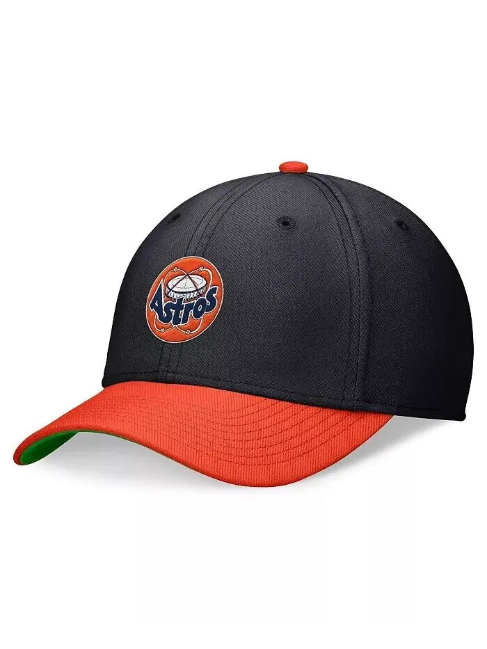Мужская темно-синяя/оранжевая кепка Houston Astros Cooperstown Collection Rewind Swoosh Flex — изображение 1 из 4