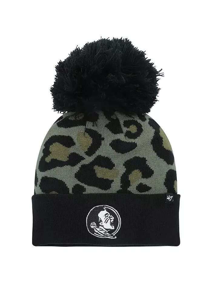 Женская вязаная шапка-манжета Bagheera Hunter Green Florida State Seminoles с помпоном '47 Brand — изображение 1 из 1