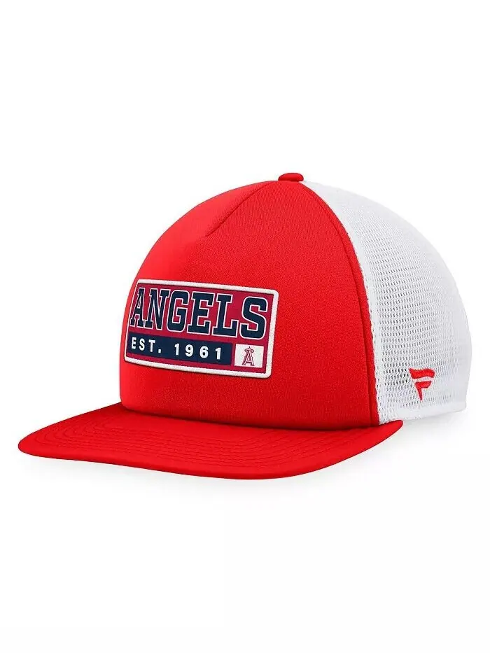 Мужская красно-белая кепка Los Angeles Angels Foam Trucker Snapback Majestic — белый