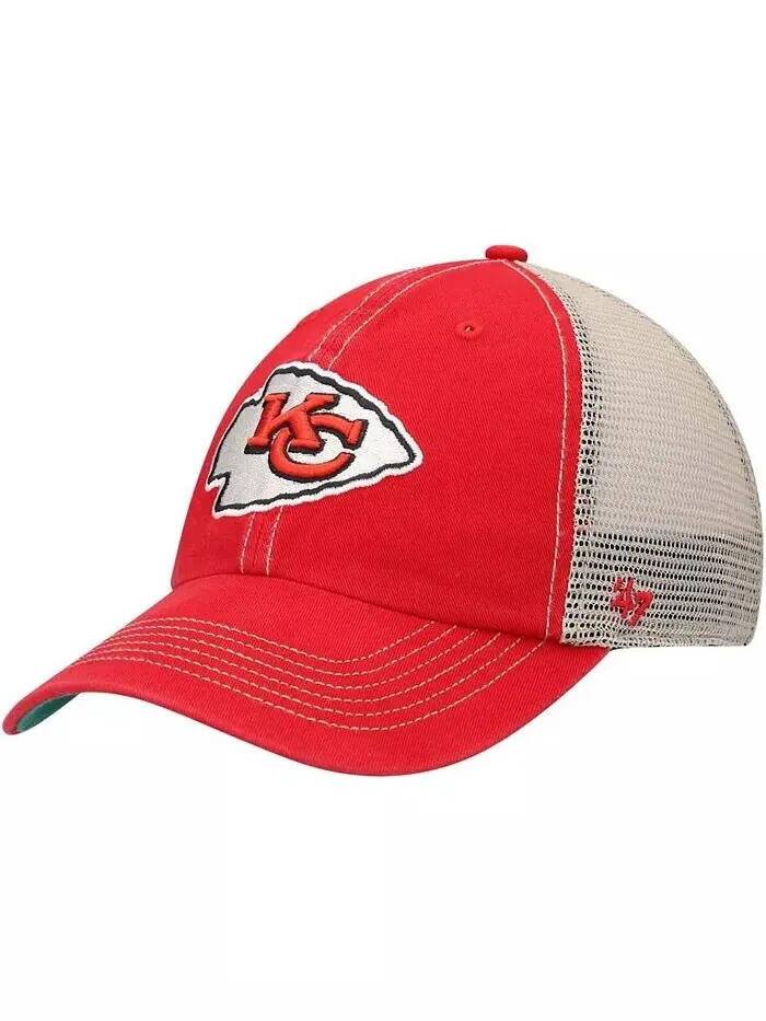 Мужская красная натуральная кепка Kansas City Chiefs Trawler Trucker Clean Up Snapback '47 Brand — изображение 1 из 4