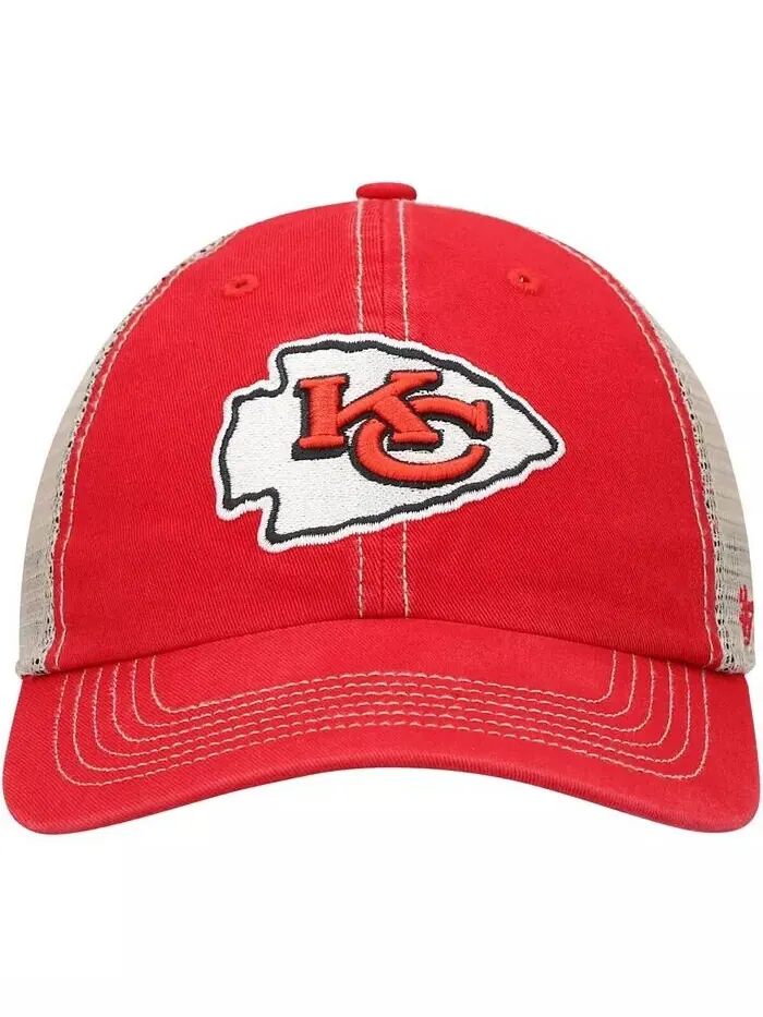 Мужская красная натуральная кепка Kansas City Chiefs Trawler Trucker Clean Up Snapback '47 Brand — изображение 2 из 4