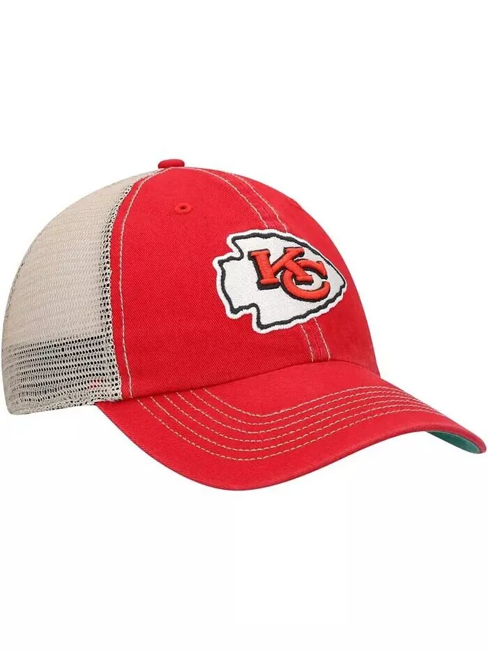 Мужская красная натуральная кепка Kansas City Chiefs Trawler Trucker Clean Up Snapback '47 Brand — изображение 3 из 4