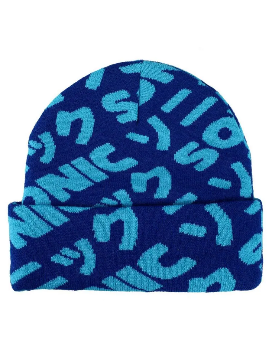 Мужская вязаная шапка Sonic Flat Embroidery Blue AOP из жаккардовой акрила Sonic The Hedgehog — изображение 2 из 2, синий