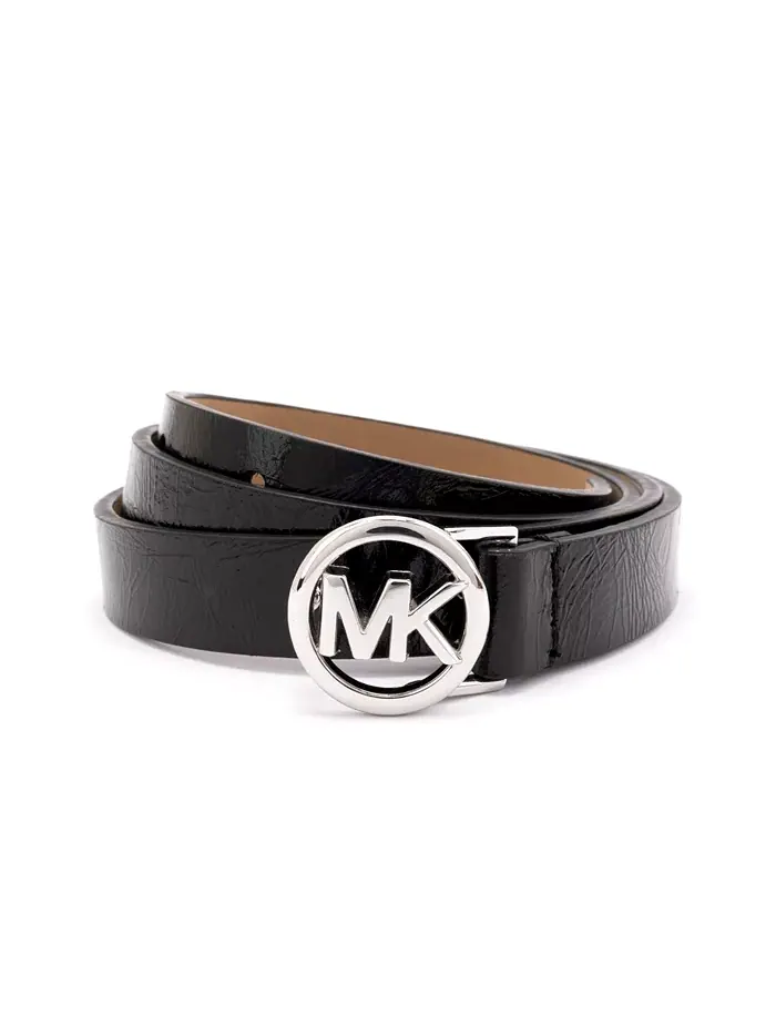 Женский тонкий ремень с логотипом Micheal Kors Michael Kors — изображение 1 из 5, черный серебристый