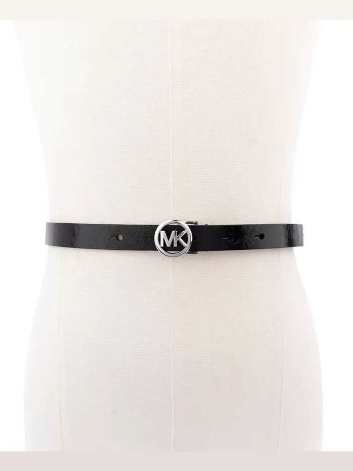 Женский тонкий ремень с логотипом Micheal Kors Michael Kors — изображение 4 из 5, черный серебристый