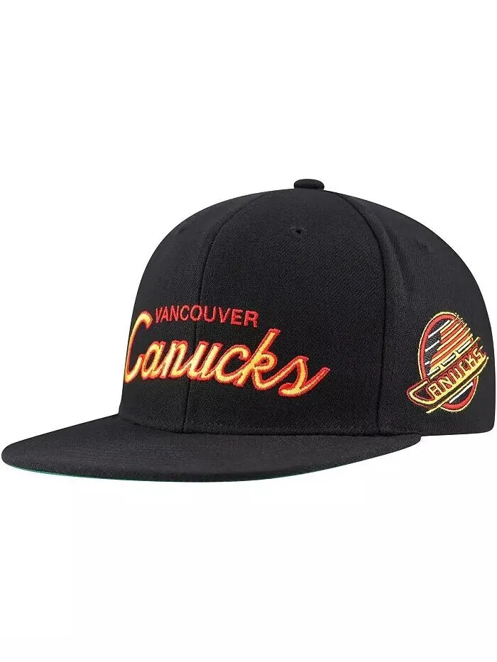 Мужская черная кепка Snapback Vancouver Canucks Core Team Script 2.0 Mitchell & Ness — изображение 1 из 4, черный
