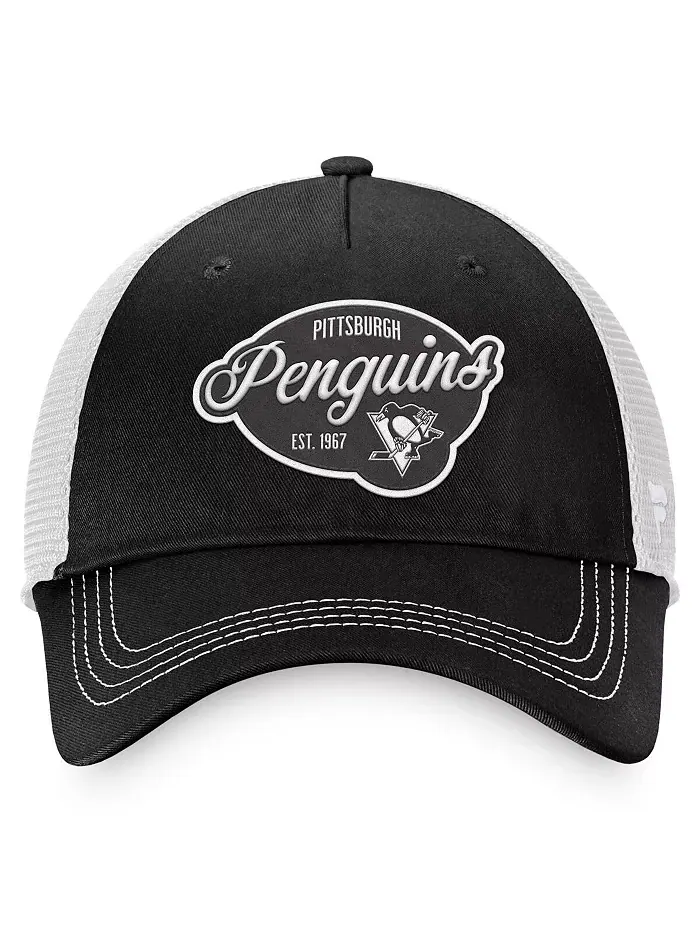 Женская регулируемая кепка Pittsburgh Penguins Fundamental черно-белая Fanatics — изображение 4 из 4