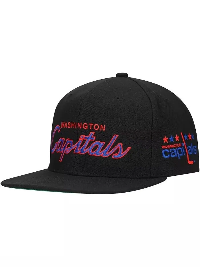 Мужская черная бейсболка Washington Capitals Core Team Script 2.0 Snapback Mitchell & Ness — изображение 1 из 4, черный