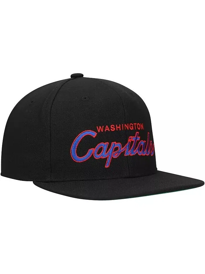 Мужская черная бейсболка Washington Capitals Core Team Script 2.0 Snapback Mitchell & Ness — изображение 2 из 4, черный