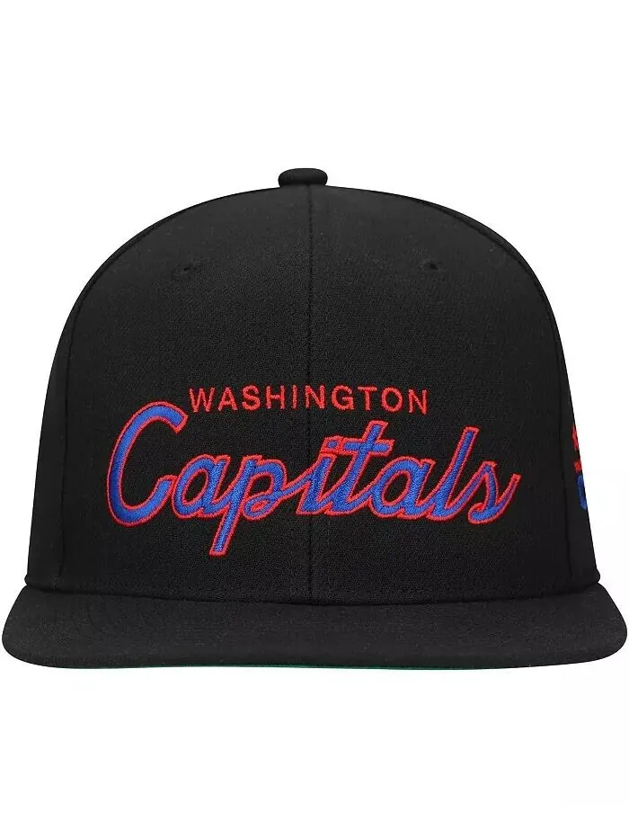 Мужская черная бейсболка Washington Capitals Core Team Script 2.0 Snapback Mitchell & Ness — изображение 3 из 4, черный