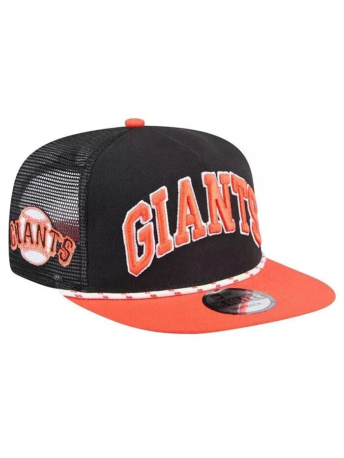 Мужская черная кепка для гольфа San Francisco Giants Throwback с сетчатой ​​спинкой New Era — изображение 2 из 4