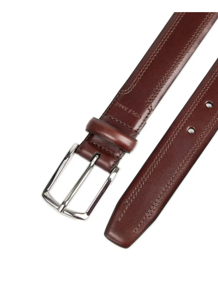 Мужской кожаный пояс с двойной строчкой Cole Haan — изображение 5 из 5, коричневый