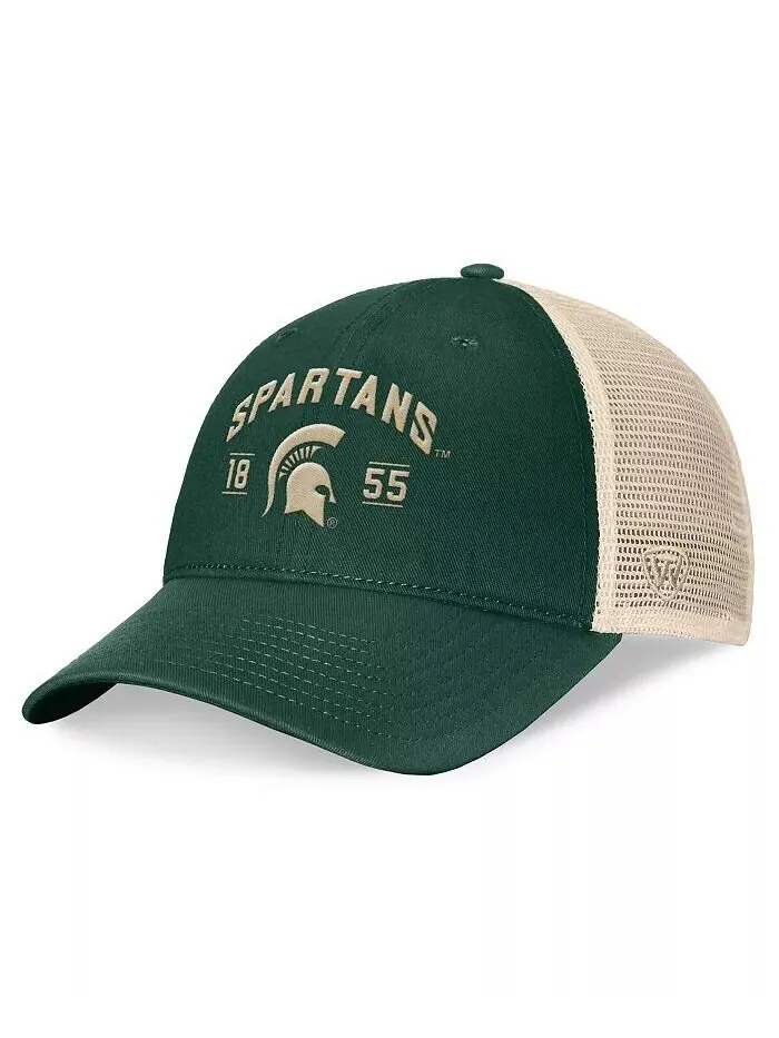 Мужская зеленая регулируемая шляпа Michigan State Spartans Heritage Waylon Trucker Top Of The World — изображение 1 из 4