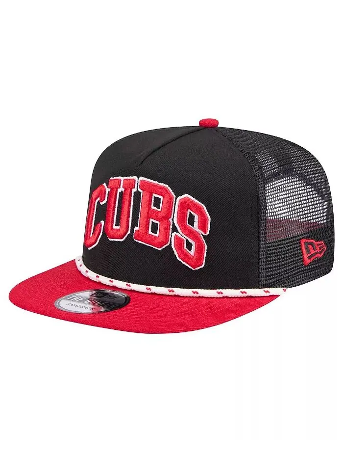 Мужская черная бейсболка-кепка Chicago Cubs Throwback Meshback для гольфа New Era