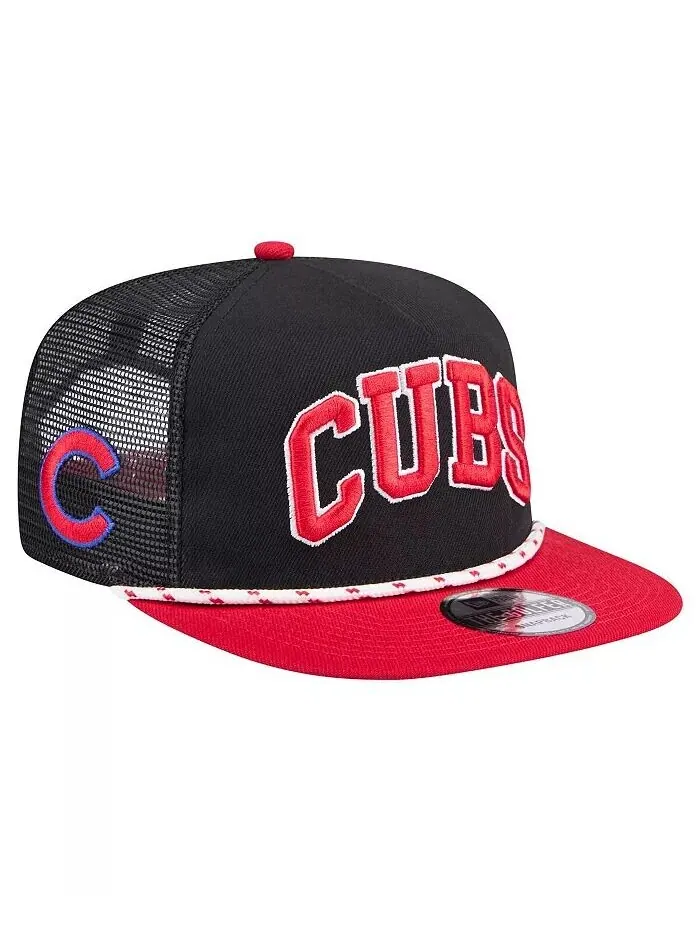 Мужская черная кепка для гольфа Chicago Cubs Throwback с сеткой New Era — изображение 3 из 4, черный красный