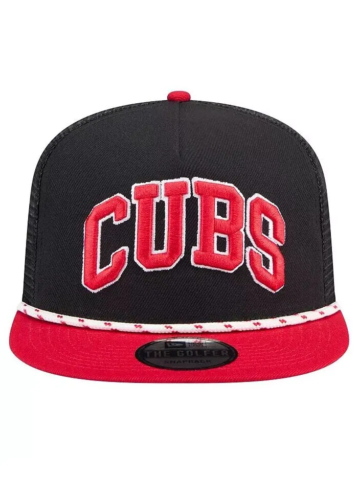 Мужская черная кепка для гольфа Chicago Cubs Throwback с сеткой New Era — изображение 4 из 4, черный красный