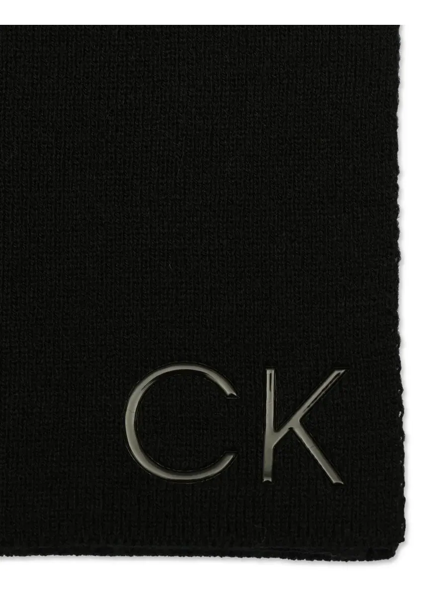 Мужской комплект из шарфа и шапки с логотипом Calvin Klein — изображение 3 из 4, черный