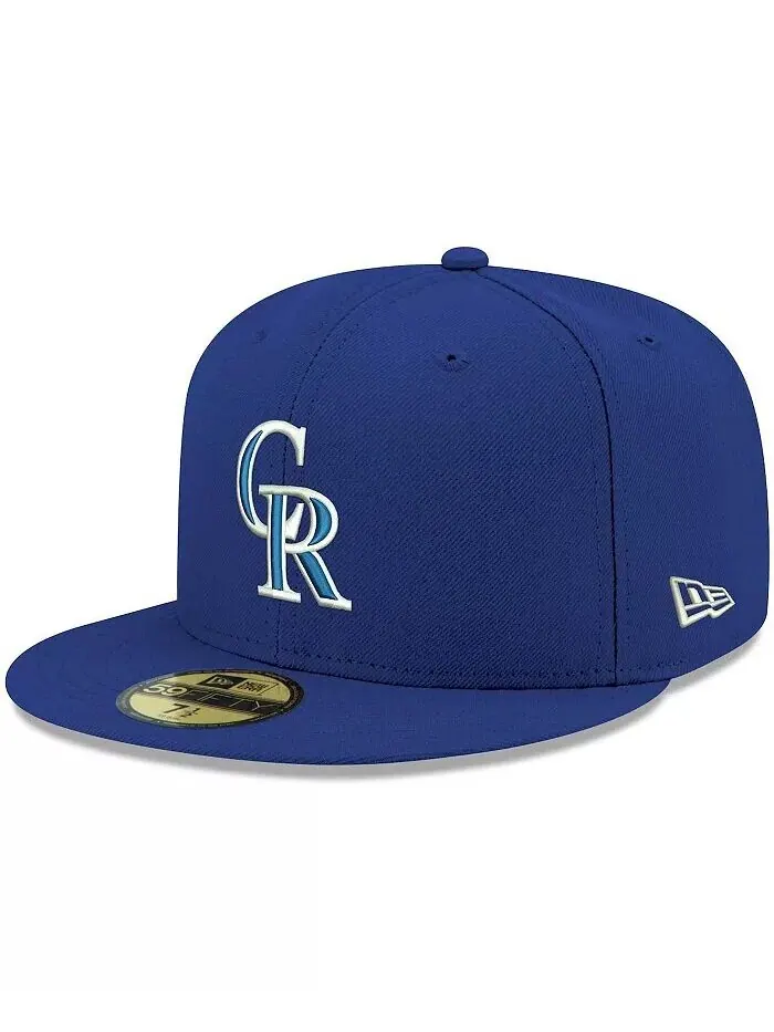 Мужская приталенная шляпа Royal Colorado Rockies Logo белая 59FIFTY New Era