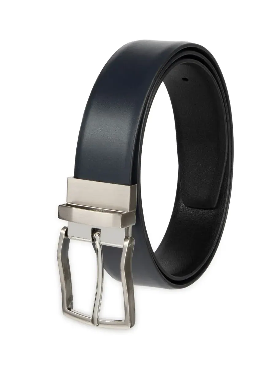 Мужской двусторонний пояс Dess Belt 2-в-1 Alfani — изображение 3 из 6, темно-синий/черный