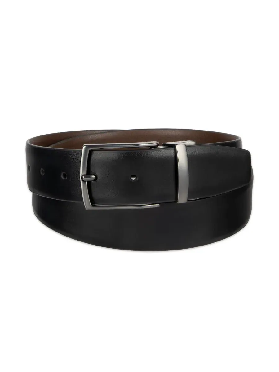 Мужской двусторонний пояс Dess Belt 2-в-1 Alfani — изображение 1 из 6, черный/коричневый