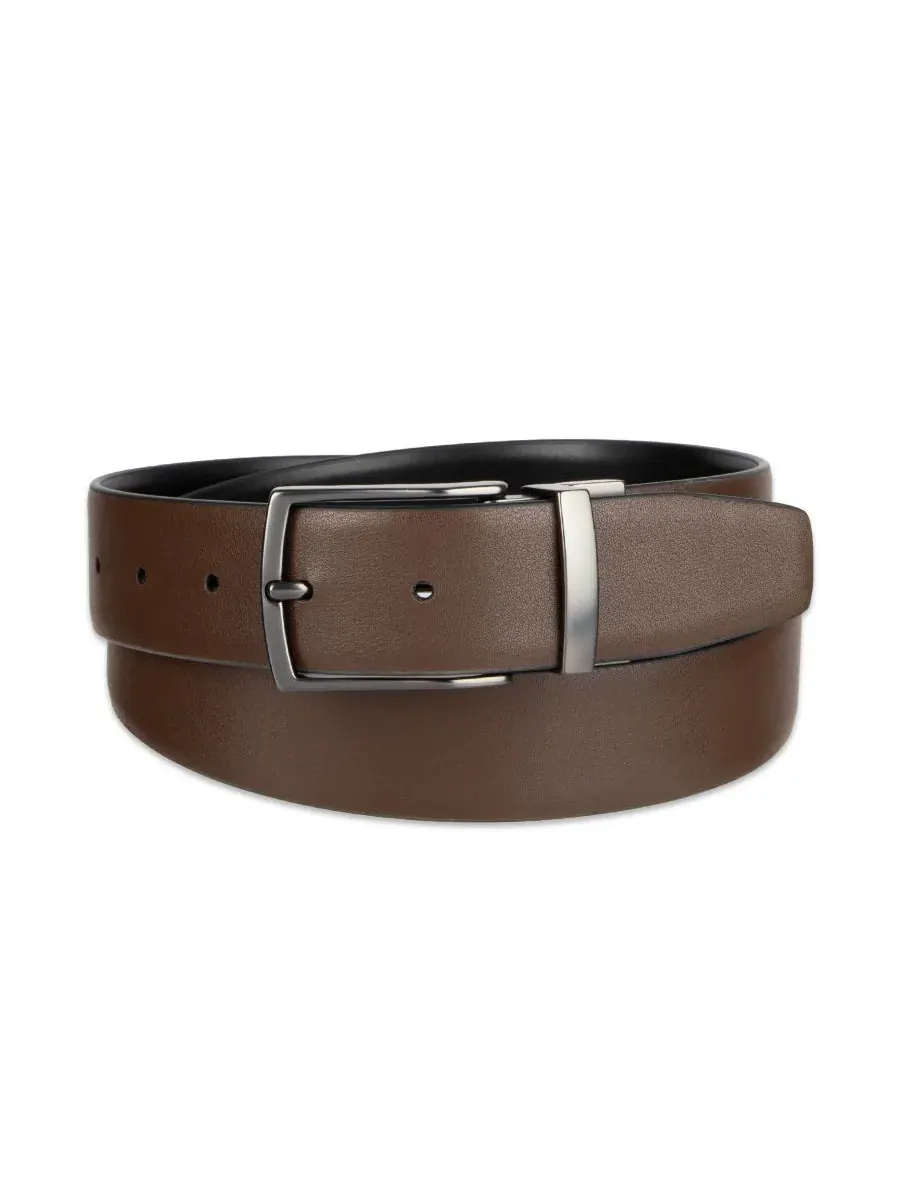 Мужской двусторонний пояс Dess Belt 2-в-1 Alfani — изображение 2 из 6, черный/коричневый