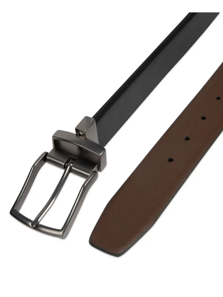 Мужской двусторонний пояс Dess Belt 2-в-1 Alfani — изображение 6 из 6, черный/коричневый