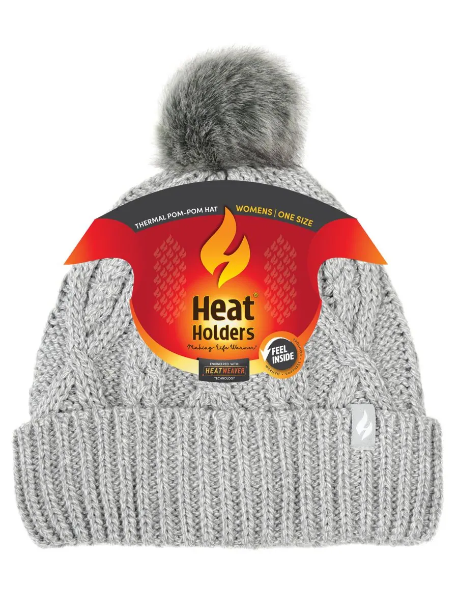 Женская вязаная шапка-бини Brina Cable Knit Heat Holders — изображение 2 из 3, серый